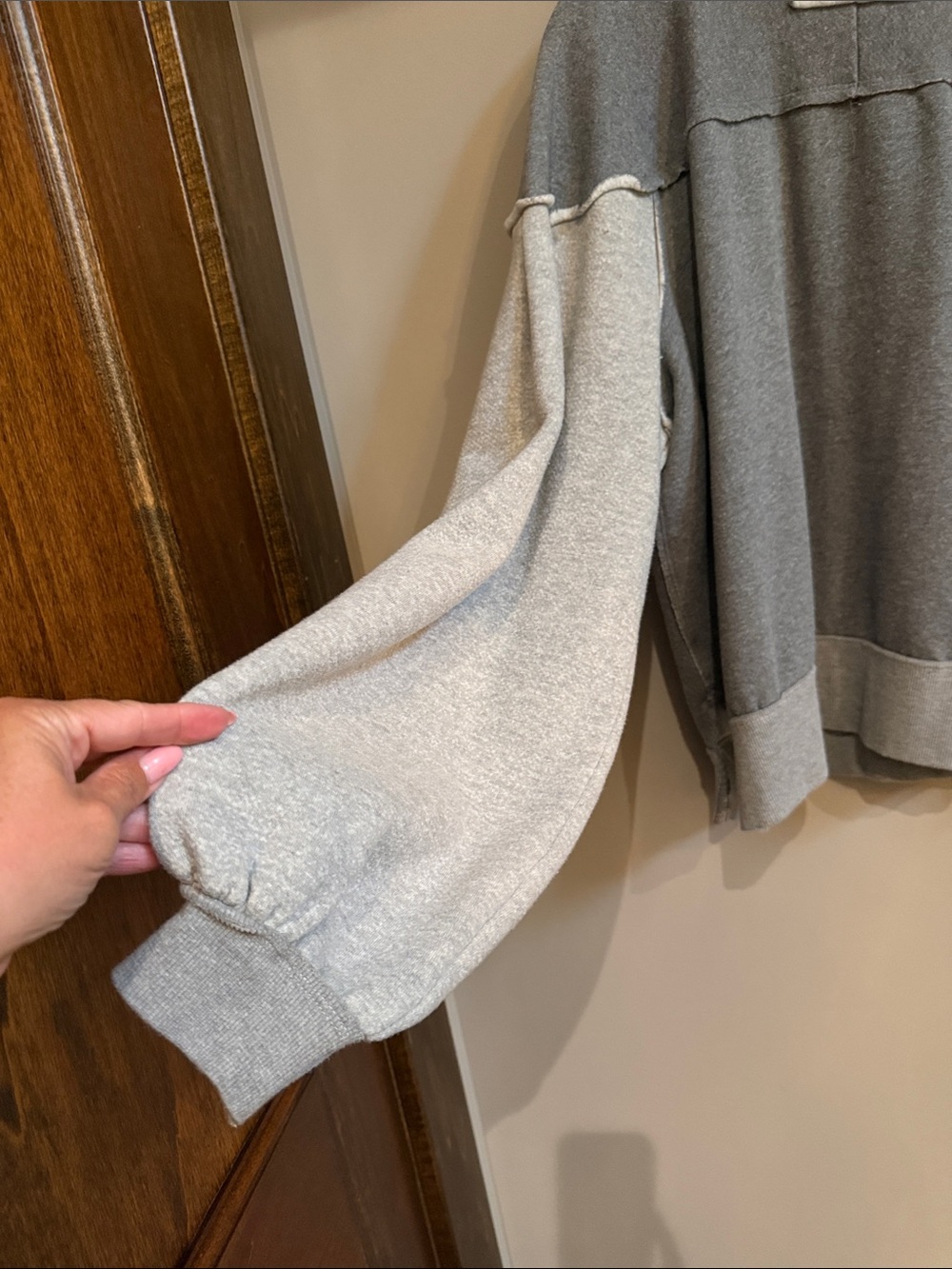 Free People Two-Tone Gray Quarter-Zip Sweater - Picture 6 of 6